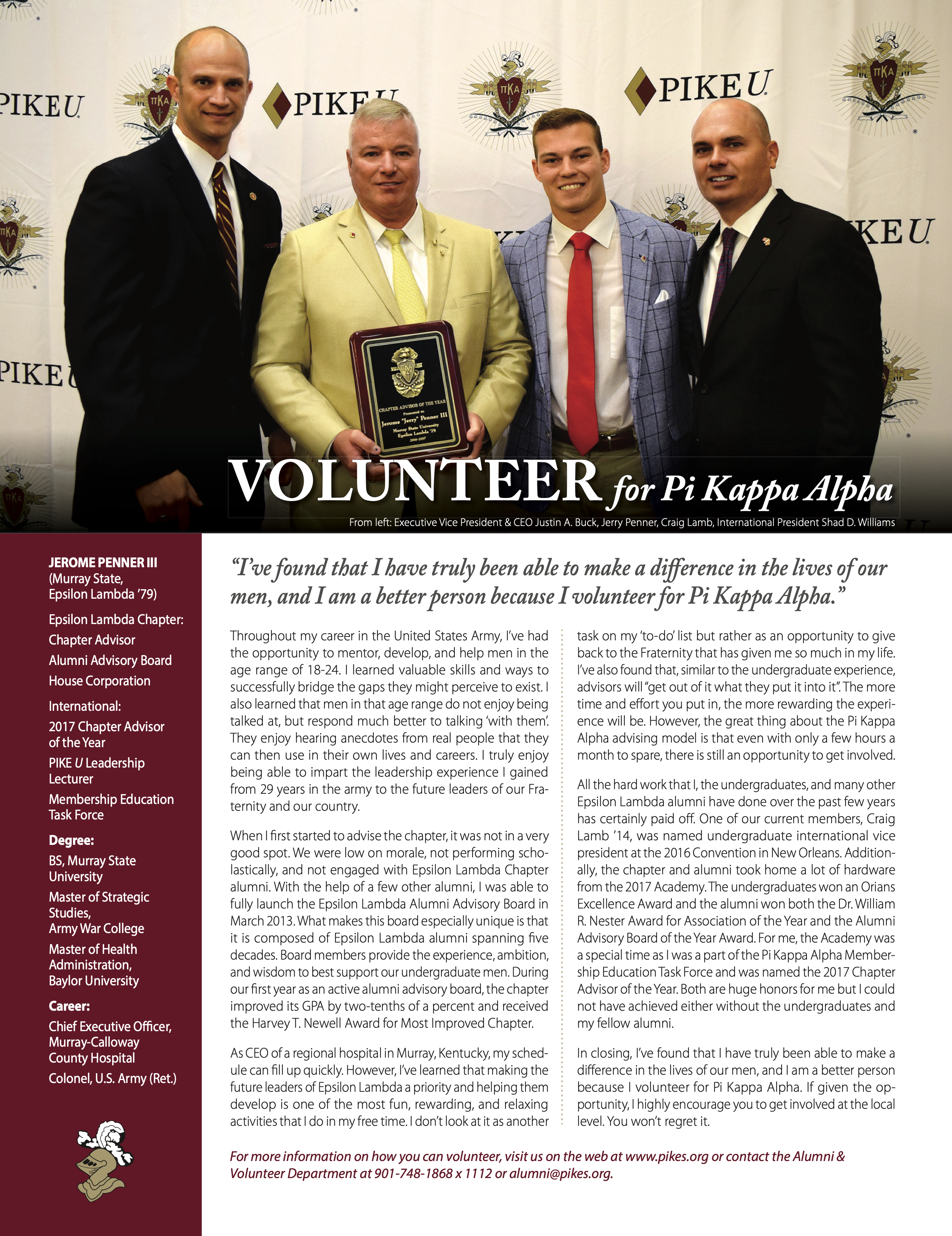 Volunteer for Pi Kappa Alpha, Autumn 2017